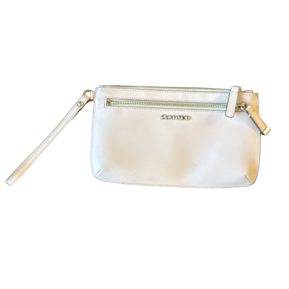 Calvin Klein Cream Wristlet Clutch